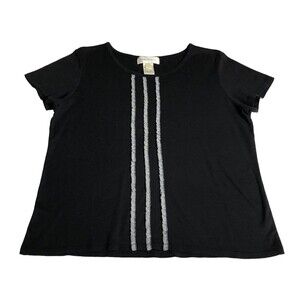 Vintage Y2K Susan Bristol Top Womens Large Black Ruffle Stretch Coquette Preppy